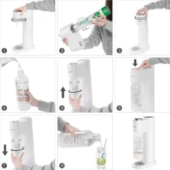 SODASWEET Wassersprudler-Set, Sodawasser Maschine Soda Maker Mit 1x CO2 Zylinder(425g Kohlensäure Für 60L Wasser), 1x 1L PET-Flasche, Ideal Für Zuhause, Bar, Restaurant Usw. -Küchenbedarf Geschäft d1a8a766077e9e386f517a7e2af820b4