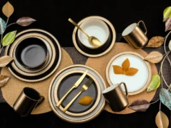 CreaTable 23594 Kombiservice Modern Industrial Für 4 Personen, Steinzeug, Schwarz/gold (1 Set, 12-teilig) -Küchenbedarf Geschäft d22a1d50bca2edf61b5f287b53125c29