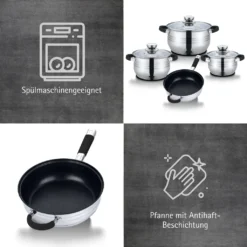 TopfSet Induktion 7-Teilig Edelstahl Alle Herdarten Töpfe Kochtopf Pfannen Set Schwarz -Küchenbedarf Geschäft d372174f89d63aa797bafbb8d8e52f3a