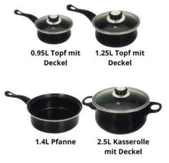 Prima Pfannenset 7-teilig – Kleine Pfannen – Schwarz – Antihaftbeschichtung – Kochset – Mit Deckel – Kochtöpfe – Soßenpfanne – Geschenk Für Mann Und Frau -Küchenbedarf Geschäft d570d1d538b6c42b66bf88029f107ab1