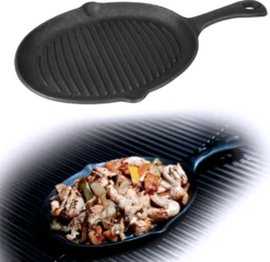 Jim Beam BBQ Servierpfanne Gusseisen - Grillpfanne Steakpfanne Emaille Mit Holzuntersetzer Servierbrett 4er Set -Küchenbedarf Geschäft d5cd6bb701d7c4f2264d7c9e78f610c9