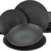 CreaTable 23205 Tafelservice Elements Collection Lava Stone Für 4 Personen, Steinzeug, Schwarz/grau (1 Set, 12-teilig) -Küchenbedarf Geschäft da273beaf527a45890732504dcede803