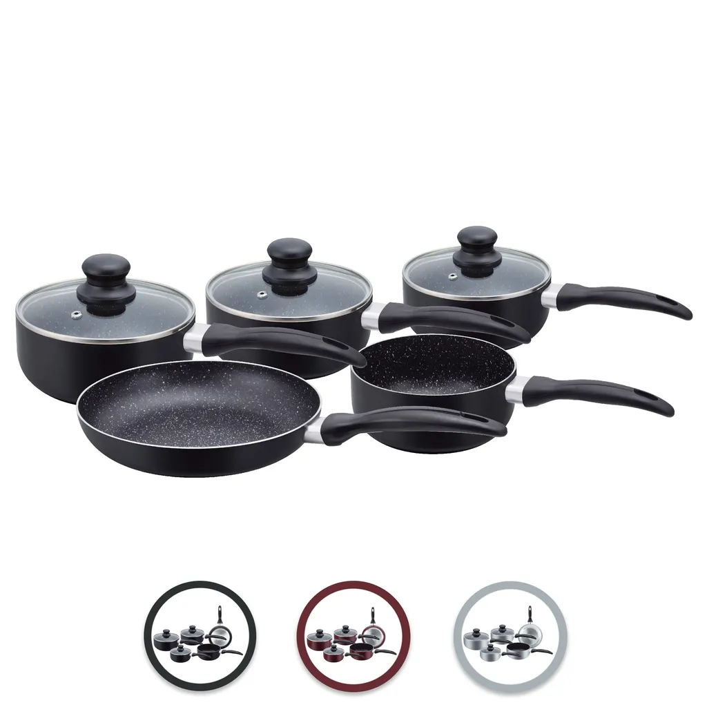 Herzberg HG-5003BK: 8-Teiliges Marmor-Kochgeschirr-Set - Schwarz 5 Herzberg HG-5003BK: 8-Teiliges Marmor-Kochgeschirr-Set - Schwarz – Bild 3