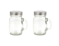 Trinkgläser Mit Henkel Und Deckel 8cm Klar Transparent 120ml, 2er Set