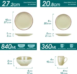 Vancasso Tafelservice Set, Navia Geschirrset Aus Steingut, 16 Teilig Kombiservice, Vintage Aussehen, Natur Design -Küchenbedarf Geschäft e140d494f51fe3de3b760908017345d4