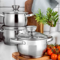 TOPFSET 4 Tlg. INDUKTION Kochtopfset EDELSTAHL Töpfe Mit Glasdeckel FLORINA -Küchenbedarf Geschäft e8731036d2ed9858ba69828d26df7df1