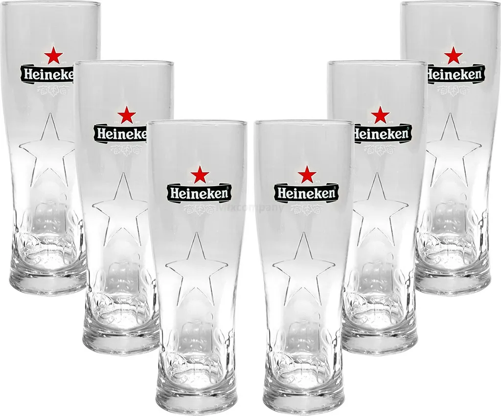 Heineken Bier 0,25 Glas Gläser Set - 6x Gläser 0,25 GEEICHT Bierglas Ellipse 3 Heineken Bier 0,25 Glas Gläser Set - 6x Gläser 0,25 GEEICHT Bierglas Ellipse