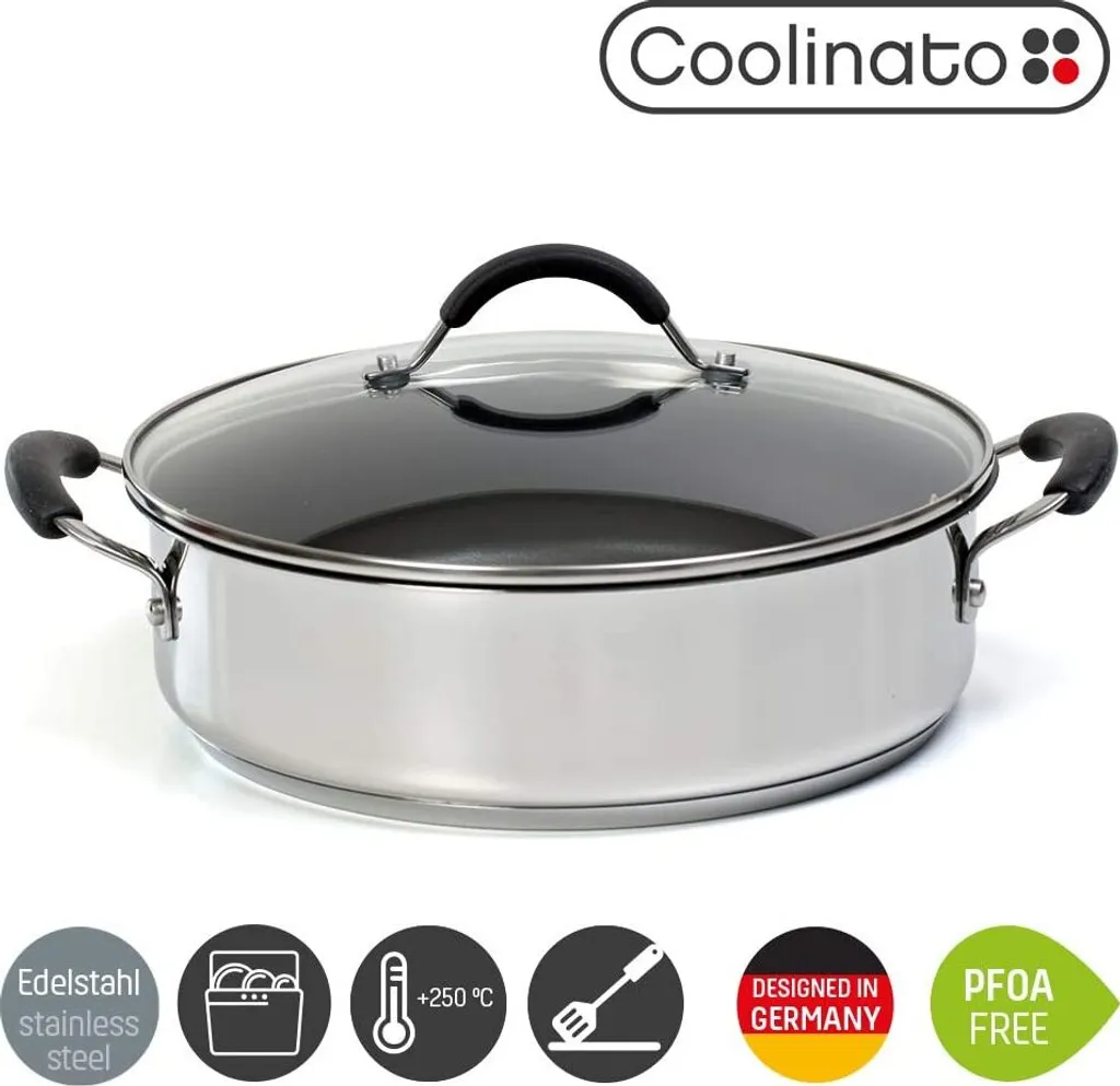 COOLINATO Schmorpfanne 28cm Aus Edelstahl – Beschichtet 4 COOLINATO Schmorpfanne 28cm Aus Edelstahl – Beschichtet – Bild 2