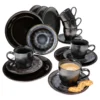 18tlg. Kaffeeservice Reactive Glaze Grey Black Steingut Teller Tasse Schwarz -Küchenbedarf Geschäft ed1334b5ac10228db14847c6d173e076