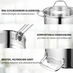 Topf-Set Topfset Induktion 10-teilig Edelstahl Kochtopf Set Mit Glasdeckel Edelstahl 18/10, Unbeschichtet Für Gas, Elektro, Halogen, Induktionsherde -Küchenbedarf Geschäft ef11f74e020a7a5e41f40542cec69f20