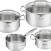 TEFAL DUETTO+ 7-Teiliges Topf-Set: Stielkasserole 16 Cm, Kochtopf 16/20/24 + Deckel; Hochwertiger Rostfreier Edelstahl; Glasdeckel Mit Abgießfunktion; Induktionsgeeignet; G719S7 -Küchenbedarf Geschäft f03e57338d2daee0f461138fe735e711