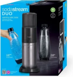 SodaStream DuoTitan Trinkwassersprudler, Inkl. 1x 1 Liter Glasflasche, 1x 1 Liter PET, 1 X Quick Connect Zylinder -Küchenbedarf Geschäft f089d38772419125a31f5e96a7a5f824
