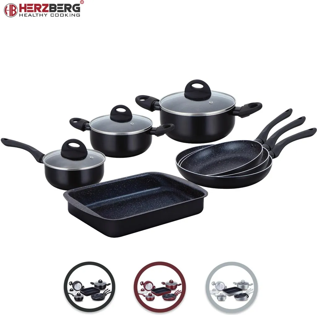 Herzberg HG-5003BK: 8-Teiliges Marmor-Kochgeschirr-Set - Schwarz 14 Herzberg HG-5003BK: 8-Teiliges Marmor-Kochgeschirr-Set - Schwarz – Bild 12