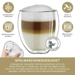 Creano Doppelwandige Gläser 400ml „DG-Bauchig“, 4er Set, Großes Thermoglas Doppelwandig Aus Borosilikatglas, Kaffeegläser, Teegläser, Latte Gläser, Doppelwandgläser -Küchenbedarf Geschäft f21f88c5ee2986d8bb2d24085fd71ce5