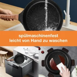 Daynee Antihaft Bratpfanne 28cm Bratpfanne Induktion Mit Echten Steinpartikeln Pfanne Mit Deckel Bratpfanne Geeignet Für Induktion, Gasherde, Elektro -Küchenbedarf Geschäft f2d95f76a3f502f2d6714949b262082e