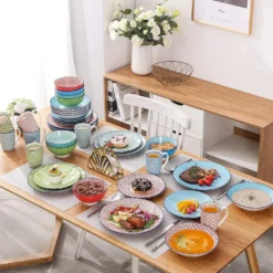 Kombiservice Porzellan, Vancasso Tafelservice Bunt, MACARON 40 Teilig Geschirrset, Mit Je 8 Speiseteller, Dessertteller, Müslischalen, Suppenteller Und Kaffeebecher Für 8 Personen -Küchenbedarf Geschäft f330202d9c9c3079e9cc9ff2484daabb