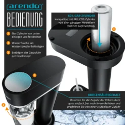 Arendo Wassersprudler 850 Ml – Inkl. 2 850 Ml Wasserflaschen - Carbonator - Fein Dosierbar – Kompatibel Mit 60 L CO2 Zylindern -Küchenbedarf Geschäft f5036cad72a75d13fc490a5c9bc9b94a