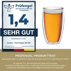 Creano Doppelwandiges Thermoglas 400ml „DG-SH“, Großes Doppelwandglas Aus Borosilikatglas, Doppelwandige Kaffeegläser, Teegläser, Latte Gläser 4er Set -Küchenbedarf Geschäft f61ad3ee3dba673d42ccd0dd796c0990