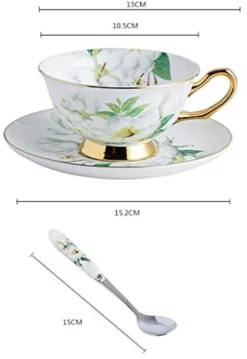 Panbado Floral Kaffeetassen Aus Premium Bone China Porzellan, Beinhaltet 1 Tassen 200 Ml, 1 Untertassen, Und 1 Löffel -Küchenbedarf Geschäft f819e19d24c00a571de0edd759c53911
