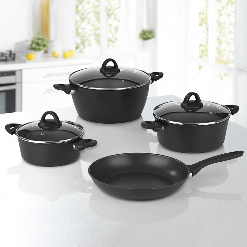 Bratoni Aluminium-Kochtopf Schwarz Mit Glasdeckel - Geschmiedet - 24 Cm Kochtopf Topf Glasdeckel Töpfe Suppentopf Deckel 24cm Geschmiedet Universaltopf 11 Bratoni Aluminium-Kochtopf Schwarz Mit Glasdeckel - Geschmiedet - 24 Cm Kochtopf Topf Glasdeckel Töpfe Suppentopf Deckel 24cm Geschmiedet Universaltopf – Bild 9