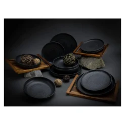 CreaTable 23861 Tafelservice Uno Für 4 Personen, Steinzeug, Schwarz (1 Set, 12-teilig) -Küchenbedarf Geschäft fa4f735742f9a087df3b4b0005972325