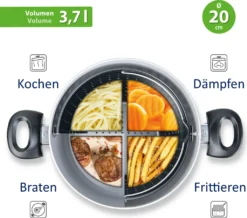 Genius Cerafit Magic Pot Kochtopf-Set 20cm - Topf 3,7l Mit Siebeinsatz & Glas-Deckel Für Einfaches Kochen, Drehen, Dünsten & Servieren; A24661 -Küchenbedarf Geschäft fd9906562c9b75123b4fe2e334411c6e